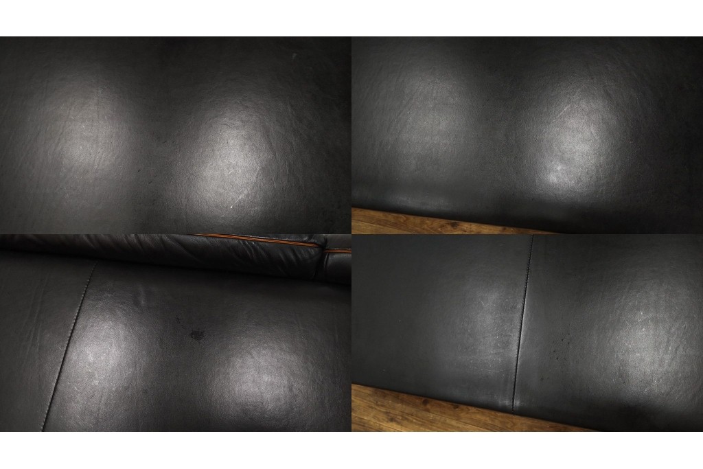 ドイツビンテージ　美品　オールド ヒモラ(Himolla)　名門椅子工房オオタで張り替え済み　本革(レザー)　クラシックデザインで長く愛用できる3人掛けソファ　(R-083587)