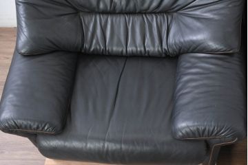 ドイツビンテージ　美品　オールド ヒモラ(himolla)　名門椅子工房オオタで張り替え済み　本革(レザー)　極上のリラックス空間を演出する一人掛けソファ2脚セット(1人掛けソファ、一人掛け、1P、アームソファ、ラウンジソファ、ヴィンテージ、バラ売り可能)(R-083588)
