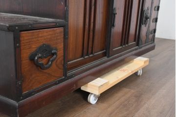 中古　美品　民芸家具　アンティーク調　上質な和の趣漂う両面使いできる階段箪笥(階段タンス、収納たんす、和箪笥、引き出し)(R-083589)