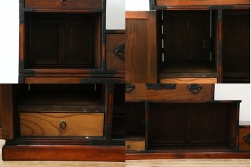 中古　美品　民芸家具　アンティーク調　上質な和の趣漂う両面使いできる階段箪笥　(R-083589)