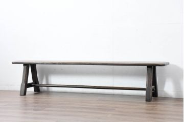 中古　飛騨産業　PROVINCIAL(プロヴィンシャル・プロビンシャル)　素朴な風合いが温かみのあるトリッスルベンチ(長椅子、板座チェア、ダイニングベンチ、飾り台)(定価約24万円)(R-083598)