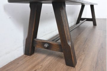 中古　飛騨産業　PROVINCIAL(プロヴィンシャル・プロビンシャル)　素朴な風合いが温かみのあるトリッスルベンチ(長椅子、板座チェア、ダイニングベンチ、飾り台)(定価約24万円)(R-083598)