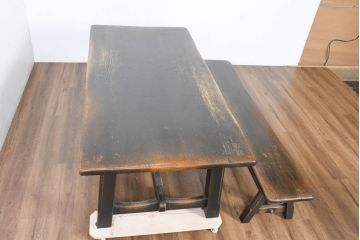 中古　飛騨産業　PROVINCIAL(プロヴィンシャル・プロビンシャル)　素朴な風合いが温かみのあるトリッスルベンチ(長椅子、板座チェア、ダイニングベンチ、飾り台)(定価約24万円)(R-083598)