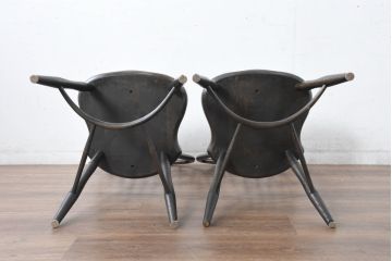 中古　美品　飛騨産業　PROVINCIAL(プロヴィンシャル・プロビンシャル)　キツツキ　オーク材　背板のデザインがおしゃれなボウバックチェア2脚セット(ウィンザーチェア、板座チェア、ダイニングチェア、椅子、イス、ウインザーチェア、バラ売り可能)(定価約35万円)(R-083599)