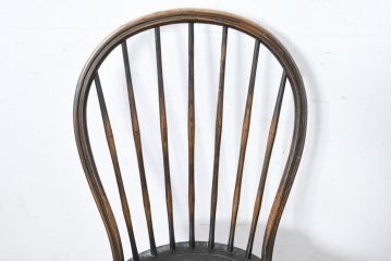 中古　美品　飛騨産業　PROVINCIAL(プロヴィンシャル・プロビンシャル)　キツツキ　オーク材　背板のデザインがおしゃれなボウバックチェア2脚セット(ウィンザーチェア、板座チェア、ダイニングチェア、椅子、イス、ウインザーチェア、バラ売り可能)(定価約35万円)(R-083599)