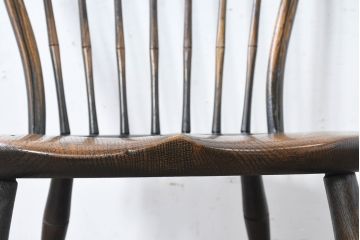 中古　美品　飛騨産業　PROVINCIAL(プロヴィンシャル・プロビンシャル)　キツツキ　オーク材　背板のデザインがおしゃれなボウバックチェア2脚セット(ウィンザーチェア、板座チェア、ダイニングチェア、椅子、イス、ウインザーチェア、バラ売り可能)(定価約35万円)(R-083599)