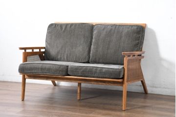 中古　アクメ ファニチャー(ACME Furniture)　ウィッカー(WICKER)　落ち着いた色味でどの空間にも取り入れやすい2人掛けソファ(2P、二人掛け)(R-083601)