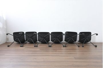 中古　美品　イタリア　マジス(MAGIS)　トロイ 4スター・キャスター(TROY, 4 STAR WHEELS)　マルセル・ワンダース(MARCEL WANDERS)デザイン　 機能性と美しさを兼ね備えたデザインが空間にモダンで軽快な印象を与えるキャスターチェア6脚セット(オフィスチェア、ミーティングチェア、椅子、イス、ダイニングチェア、バラ売り可能)(定価約45万円)(R-083602)