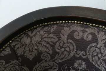 イギリスアンティーク　美品　オーク材　上品なダマスク柄のラウンジチェア　(R-083603)