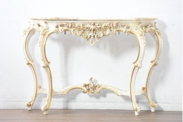 中古　イタリア高級家具　シリック(SILIK)　ロココ調　華やかな空間づくりにおすすめなサイドテーブル(コンソールテーブル、花台、飾り台)(定価約80万円)(R-083605)