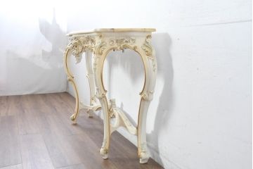 中古　イタリア高級家具　シリック(SILIK)　ロココ調　華やかな空間づくりにおすすめなサイドテーブル(コンソールテーブル、花台、飾り台)(定価約80万円)(R-083605)