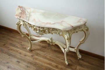 中古　イタリア高級家具　シリック(SILIK)　ロココ調　華やかな空間づくりにおすすめなサイドテーブル　定価約80万円相当　(R-083605)