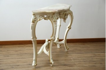 中古　イタリア高級家具　シリック(SILIK)　ロココ調　華やかな空間づくりにおすすめなサイドテーブル　定価約80万円相当　(R-083605)