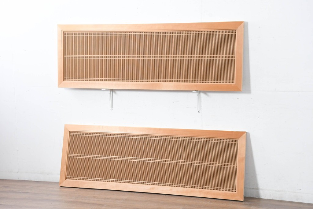 和製ヴィンテージ　昭和後期　上手物　細やかな筬目が上品な大振りの筬欄間2枚セット　(R-083614)