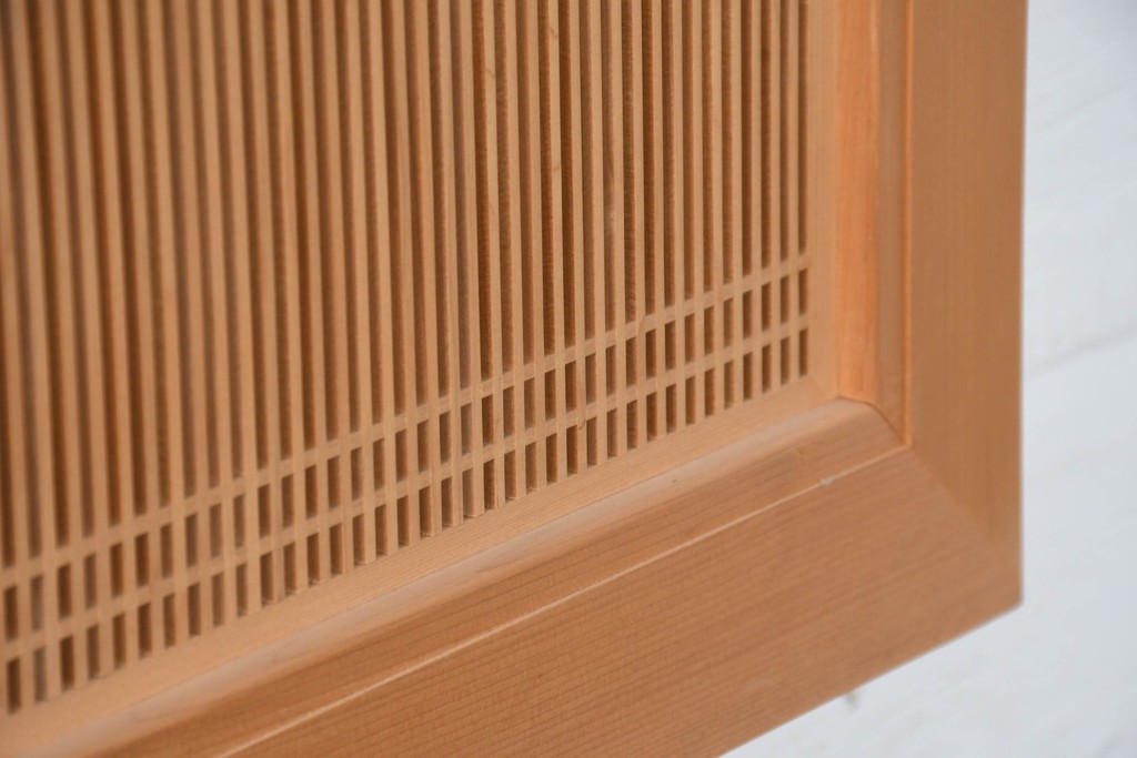 和製ヴィンテージ　昭和後期　上手物　細やかな筬目が上品な大振りの筬欄間2枚セット　(R-083614)