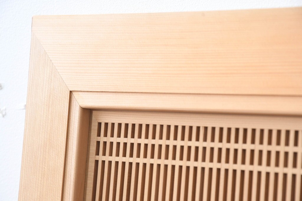 和製ヴィンテージ　昭和後期　上手物　細やかな筬目が上品な大振りの筬欄間2枚セット　(R-083614)