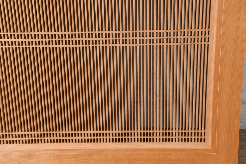 和製ヴィンテージ　昭和後期　上手物　細やかな筬目が上品な大振りの筬欄間2枚セット　(R-083614)