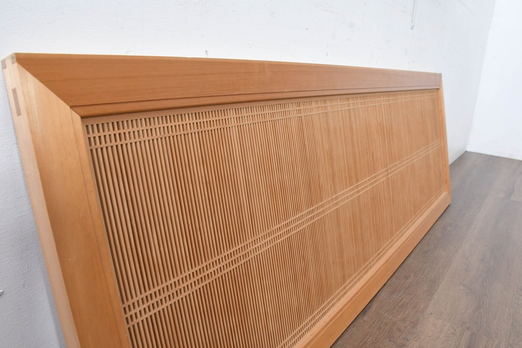 和製ヴィンテージ　昭和後期　上手物　細やかな筬目が上品な大振りの筬欄間2枚セット　(R-083614)