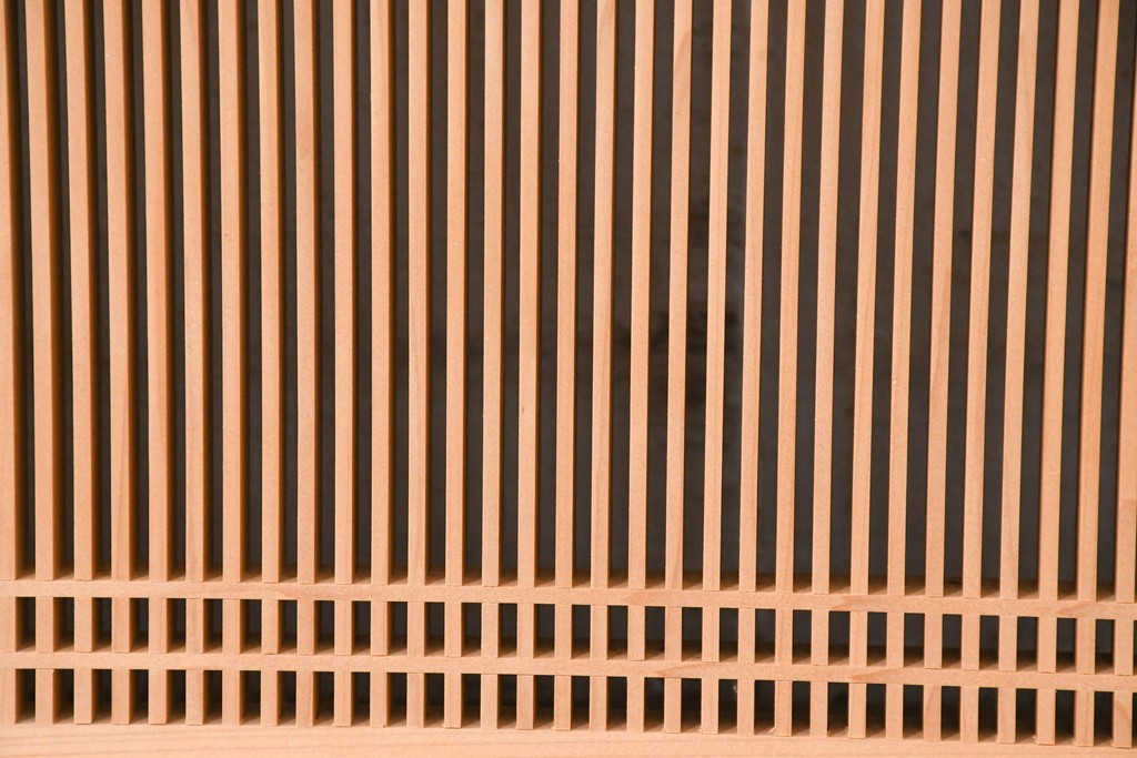 和製ヴィンテージ　昭和後期　上手物　細やかな筬目が上品な大振りの筬欄間2枚セット　(R-083614)