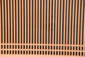 和製ヴィンテージ　昭和後期　上手物　細やかな筬目が上品な大振りの筬欄間2枚セット　(R-083614)