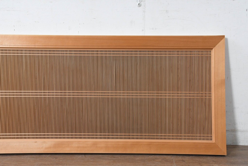 和製ヴィンテージ　昭和後期　上手物　細やかな筬目が上品な大振りの筬欄間2枚セット　(R-083614)