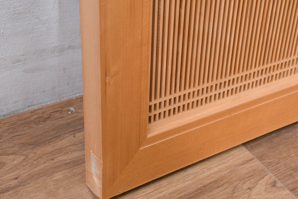 和製ヴィンテージ　昭和後期　上手物　細やかな筬目が上品な大振りの筬欄間2枚セット　(R-083614)