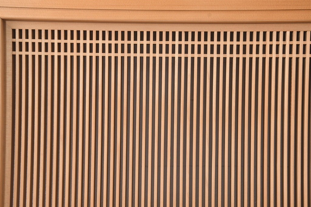 和製ヴィンテージ　昭和後期　上手物　細やかな筬目が上品な大振りの筬欄間2枚セット　(R-083614)