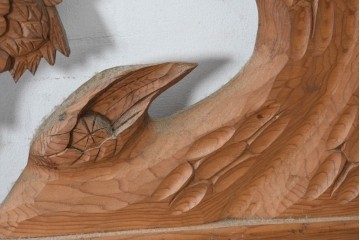 和製ヴィンテージ　昭和中期　松に鶴の図の両面彫刻を施した欄間2枚セット　(R-083615)