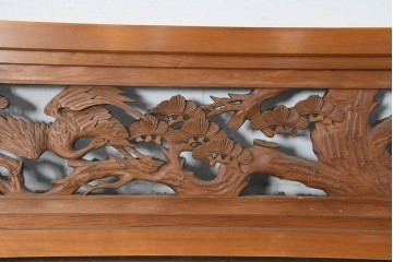和製ヴィンテージ　昭和中期　松に鶴の図の彫刻を施した両面彫刻の欄間2枚セット　(R-083616)