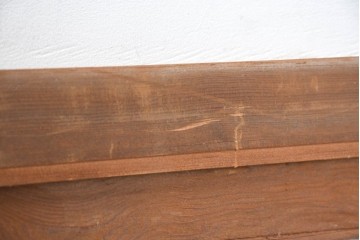 和製ヴィンテージ　昭和中期　松竹梅の縁起物の彫刻を施した片面ガラスの欄間2枚セット　(R-083617)