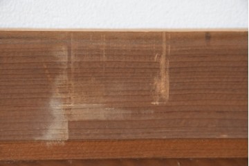 和製ヴィンテージ　昭和中期　松竹梅の縁起物の彫刻を施した片面ガラスの欄間2枚セット　(R-083617)