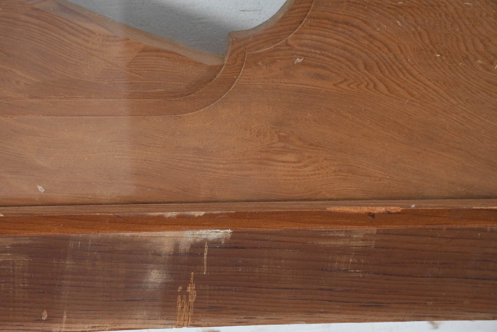 和製ヴィンテージ　昭和中期　松竹梅の縁起物の彫刻を施した片面ガラスの欄間2枚セット　(R-083617)