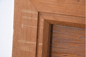 和製ヴィンテージ　昭和中期　松に鶴の図の彫刻を施した両面彫刻の欄間2枚セット　(R-083618)