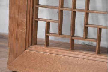 和製アンティーク　希少デザイン　変形紗綾形(さやがた)模様　美しいデザインの和モダン組子欄間1枚(明り取り、明かり取り、建具)(R-083621)