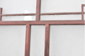 ヴィンテージ建具　昭和中期　幾何学文様が目を引くガラス窓4枚セット　(R-083622)