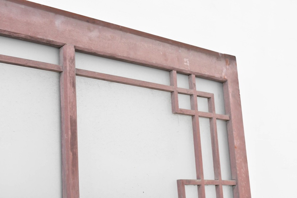 ヴィンテージ建具　昭和中期　幾何学文様が目を引くガラス窓4枚セット　(R-083622)