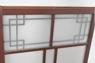 ヴィンテージ建具　昭和中期　幾何学文様が目を引くガラス窓4枚セット　(R-083622)