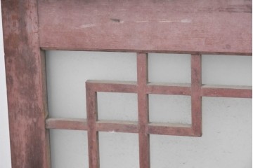 ヴィンテージ建具　昭和中期　幾何学文様が目を引くガラス窓4枚セット　(R-083622)