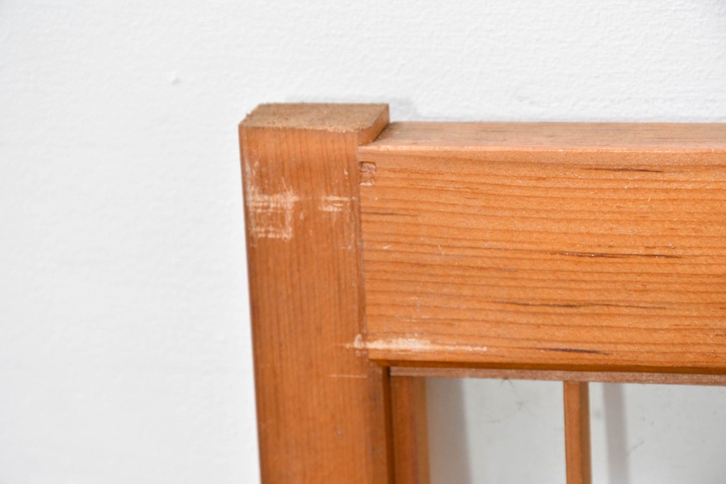 ヴィンテージ建具　昭和中期　麻の葉模様の組子細工が涼し気な片面ガラスの書院戸4枚セット　(R-083623)