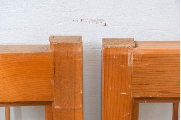 ヴィンテージ建具　昭和中期　麻の葉模様の組子細工が涼し気な片面ガラスの書院戸4枚セット　(R-083623)