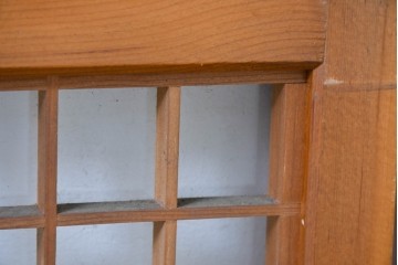 ヴィンテージ建具　昭和中期　麻の葉模様の組子細工が涼し気な片面ガラスの書院戸4枚セット　(R-083623)