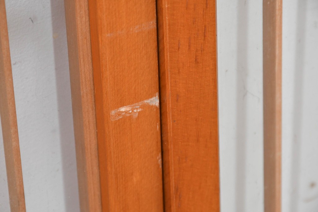 ヴィンテージ建具　昭和中期　麻の葉模様の組子細工が涼し気な片面ガラスの書院戸4枚セット　(R-083623)