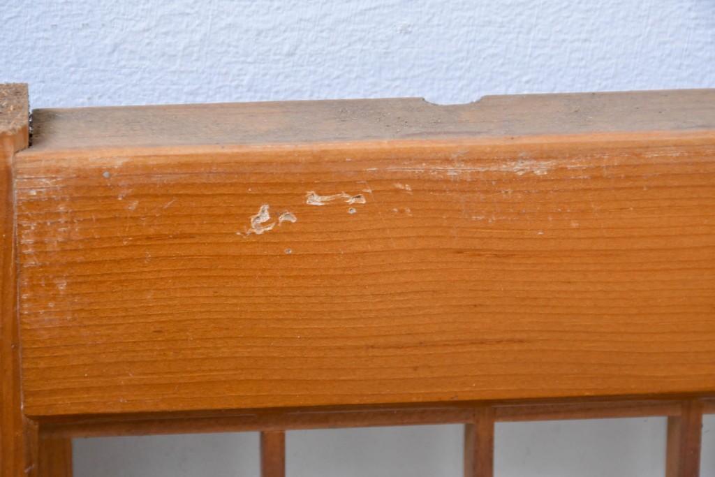 ヴィンテージ建具　昭和中期　麻の葉模様の組子細工が涼し気な片面ガラスの書院戸4枚セット　(R-083623)