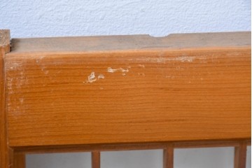 ヴィンテージ建具　昭和中期　麻の葉模様の組子細工が涼し気な片面ガラスの書院戸4枚セット　(R-083623)