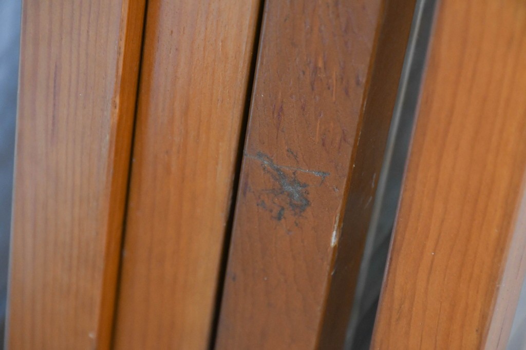 ヴィンテージ建具　昭和中期　麻の葉模様の組子細工が涼し気な片面ガラスの書院戸4枚セット　(R-083623)