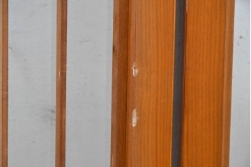 ヴィンテージ建具　昭和中期　麻の葉模様の組子細工が涼し気な片面ガラスの書院戸4枚セット　(R-083623)