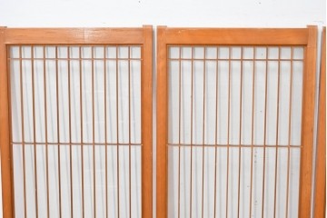 ヴィンテージ建具　昭和中期　麻の葉模様の組子細工が涼し気な片面ガラスの書院戸4枚セット　(R-083623)