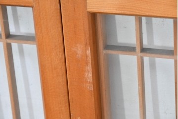 ヴィンテージ建具　昭和中期　麻の葉模様の組子細工が涼し気な片面ガラスの書院戸4枚セット　(R-083623)