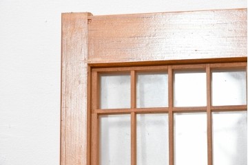 ヴィンテージ建具　昭和中期　麻の葉模様の組子細工が涼し気な片面ガラスの書院戸4枚セット　(R-083623)