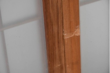 ヴィンテージ建具　昭和中期　片面ガラス　控えめな模様入り格子の書院戸4枚セット　(R-083624)